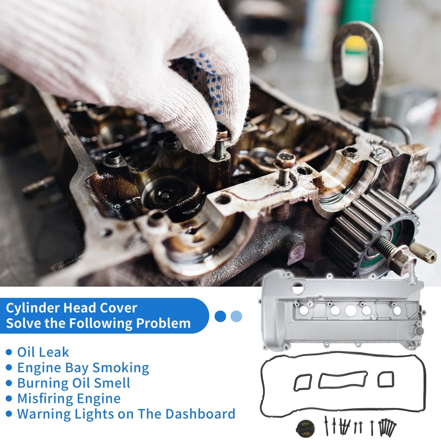 Engine Valve Cover for Ford Escape 2.3L (2005-2008) Silver Tone