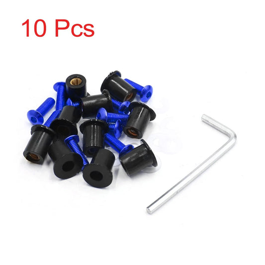 10Pcs M5 x 15mm Nut Bolt Screws for Motorcycle Windscreen