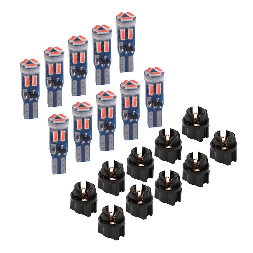 20 x T5 LED Dashboard Gauge Light Bulb & Socket for Car Instrument Panel (2017-2018)