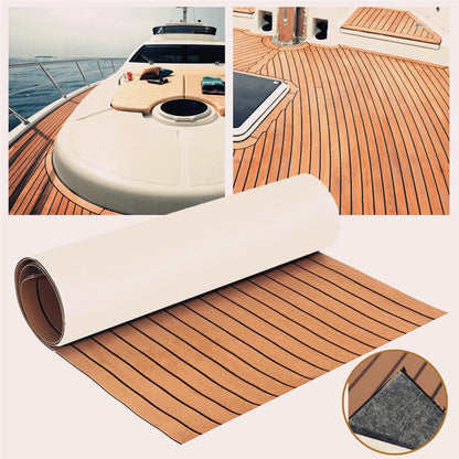 240x45cm Teak EVA Foam Boat Flooring Mat Self-Adhesive Rug
