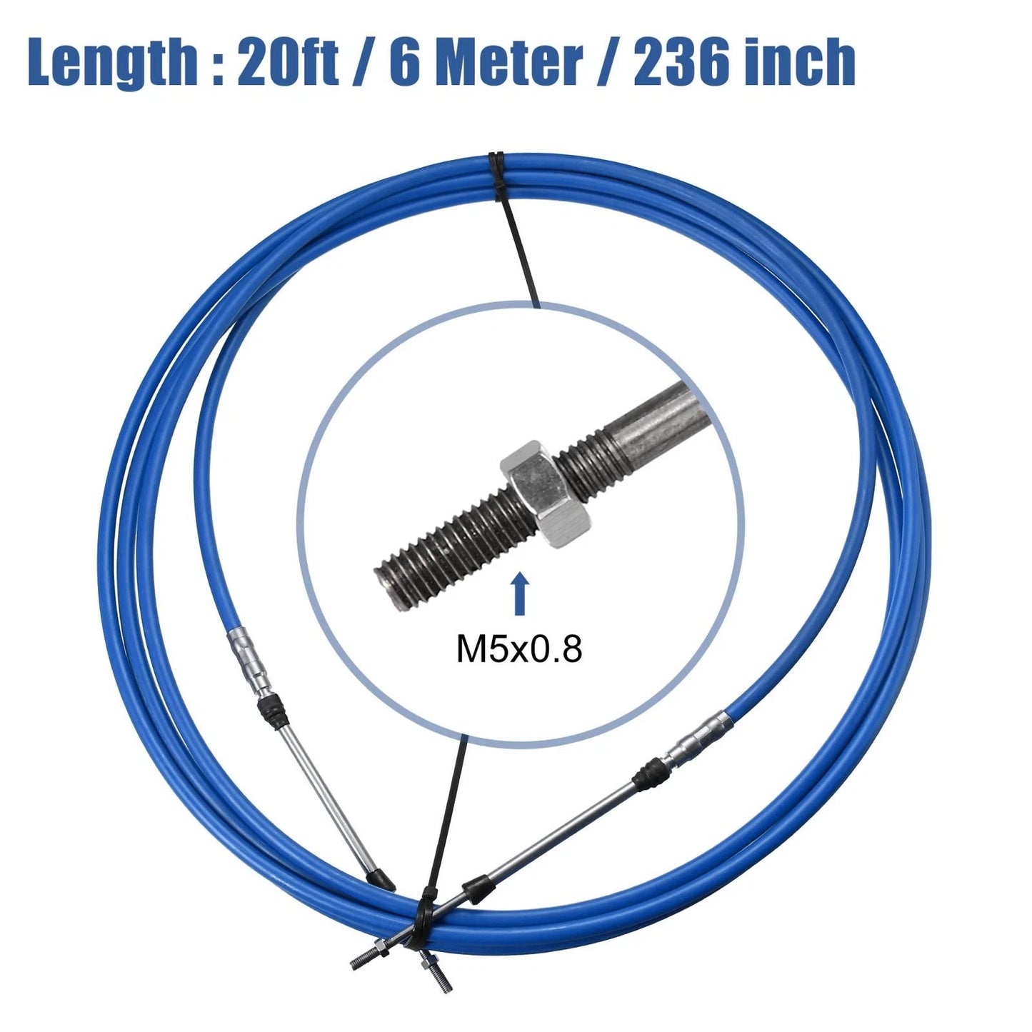 2 x 20ft 236 Inch Marine Type Shift Remote Control Box Cable for Yamaha Blue