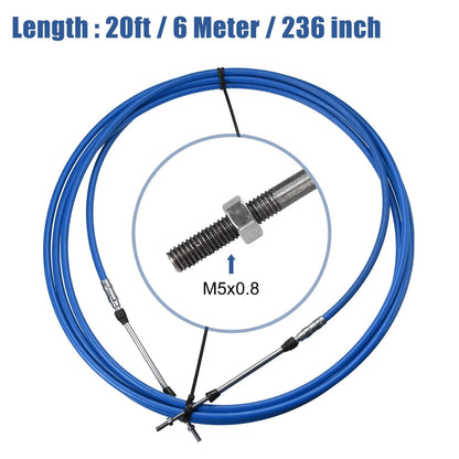 2 x 20ft 236 Inch Marine Type Shift Remote Control Box Cable for Yamaha Blue