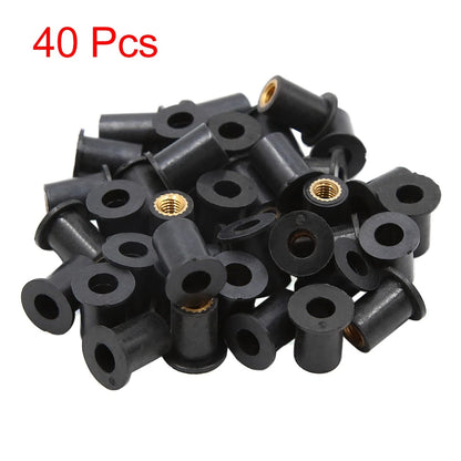 40pcs M5 Black Rubber Windscreen Windshield Screws Bolts Nut for Motorcycle