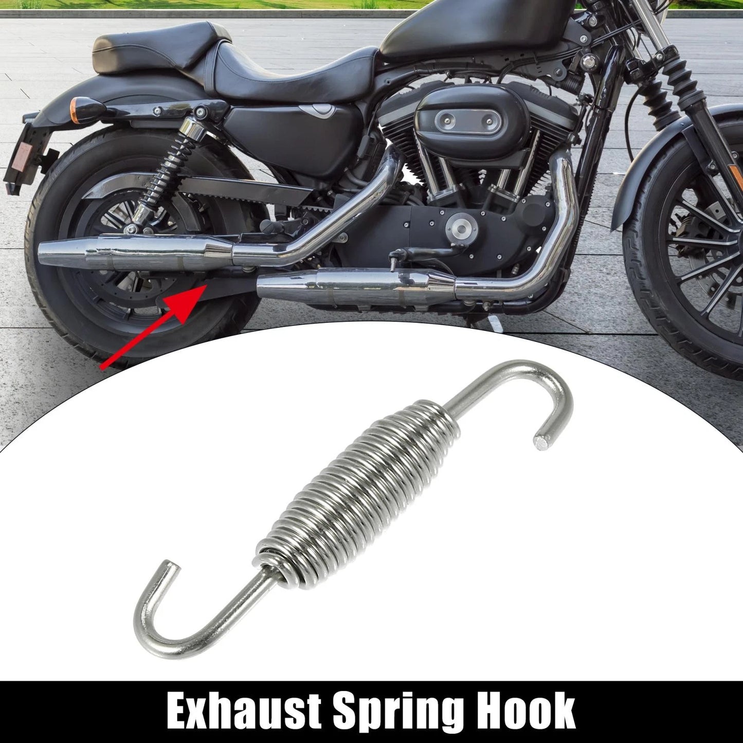 Exhaust Pipe Spring Hook 65mm 2.56" Stainless Steel Silver Tone for Motorcycles