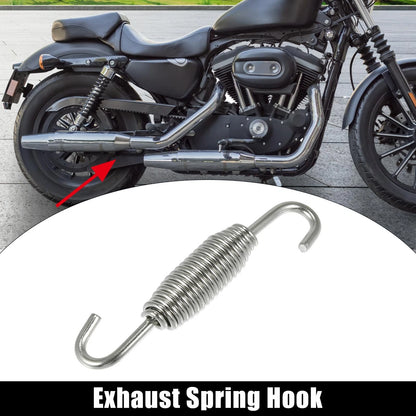 Exhaust Pipe Spring Hook 65mm 2.56" Stainless Steel Silver Tone for Motorcycles