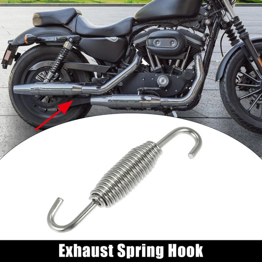 Exhaust Pipe Spring Hook 65mm 2.56" Stainless Steel Silver Tone for Motorcycles