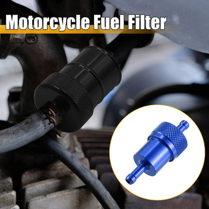 8mm Dia Hose Aluminum Alloy Fuel Filter Cleaner for Motorcycle Blue