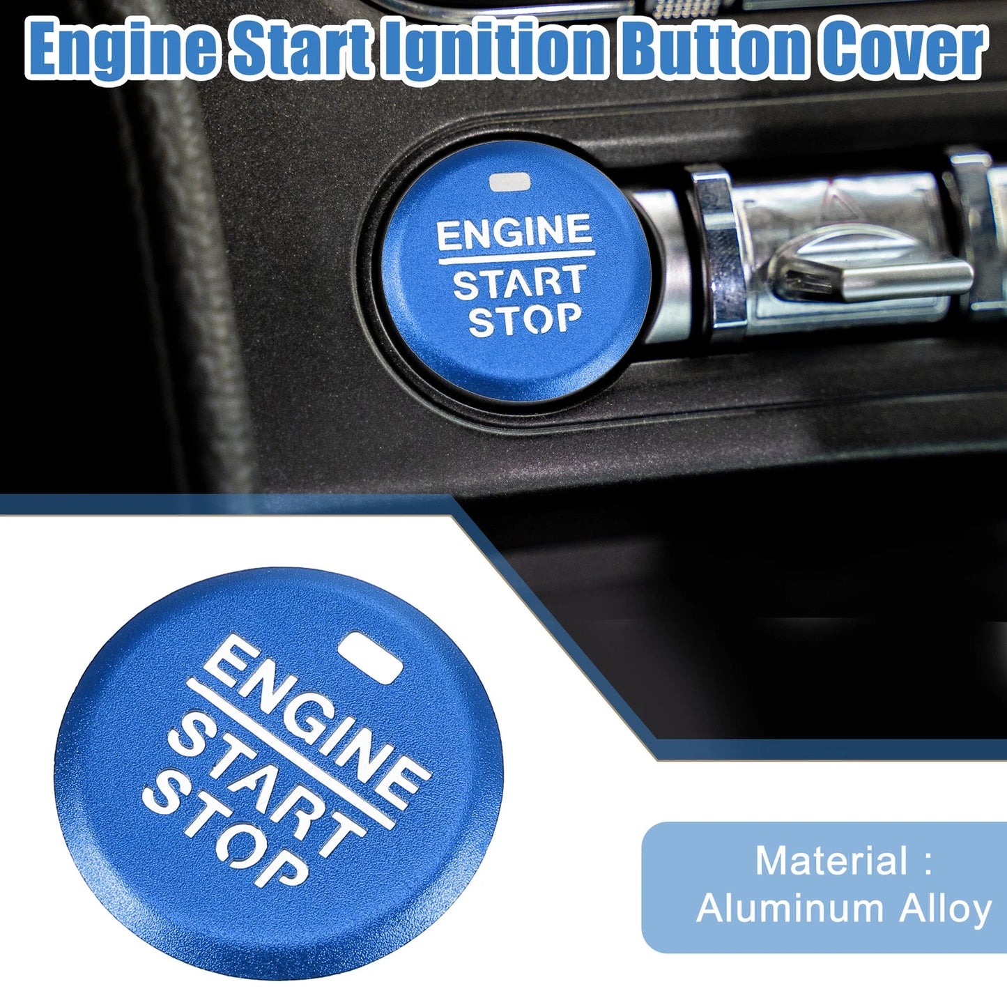 Engine Start Stop Ignition Button Cover for Ford Mustang (2015-2021) Blue