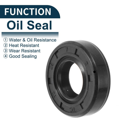 Oil Seal 12x25x7mm NBR Rubber Black 5Pcs