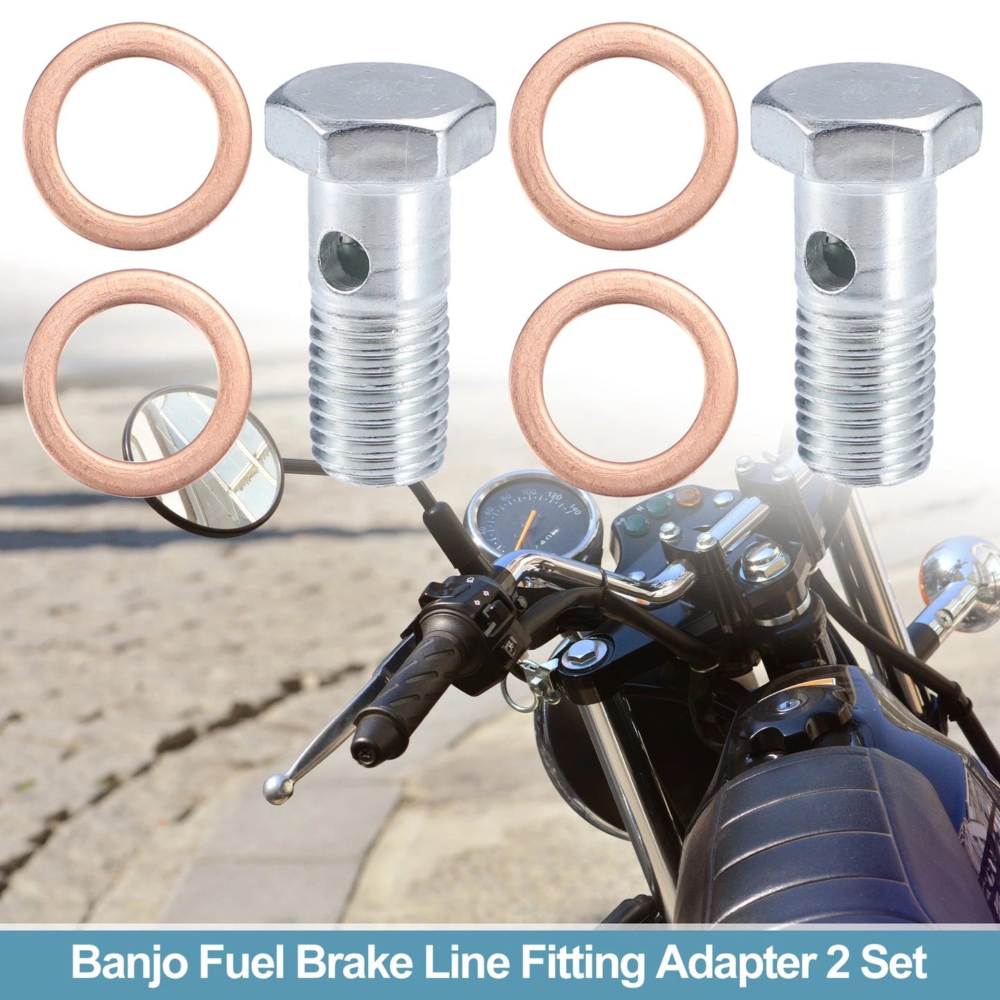 2 x Screws / M12x1.5 32mm / Hollow with Washers for Motorcycle