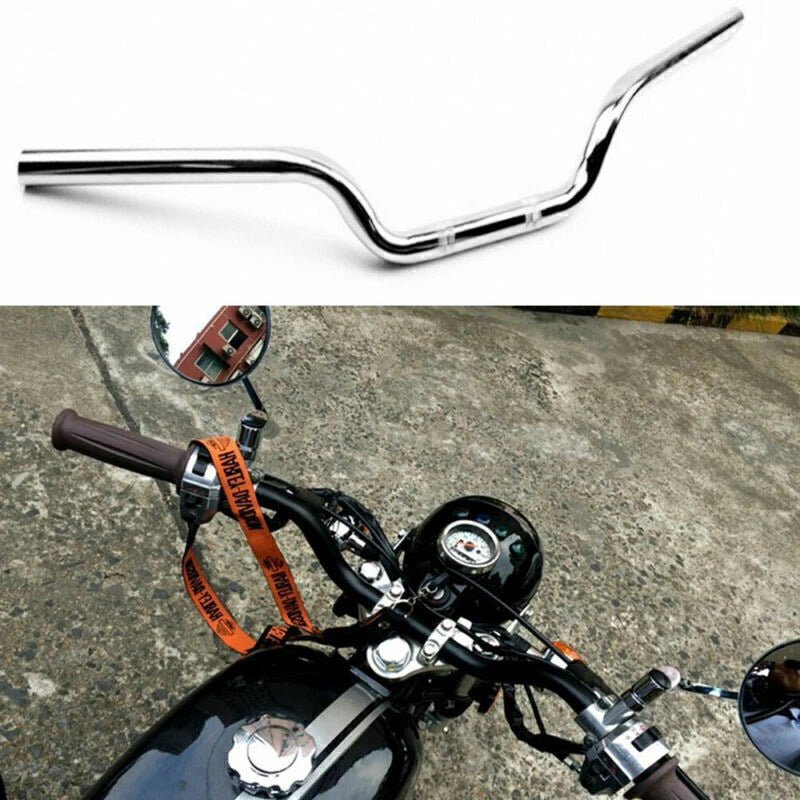 22mm Silver Motorcycle Drag Z Bar Handlebar for Chopper Bobber Cafe Racer