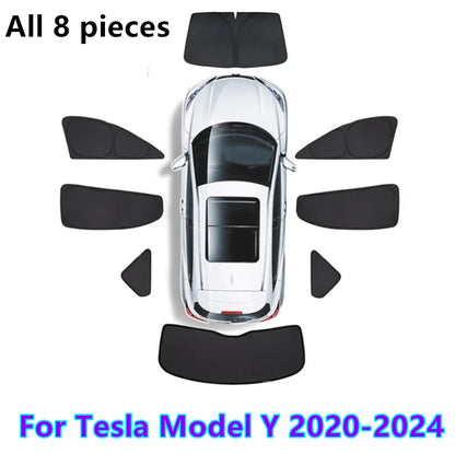 8X Windshield Side Window Privacy Sunshade for Tesla Model Y (2020–2025)