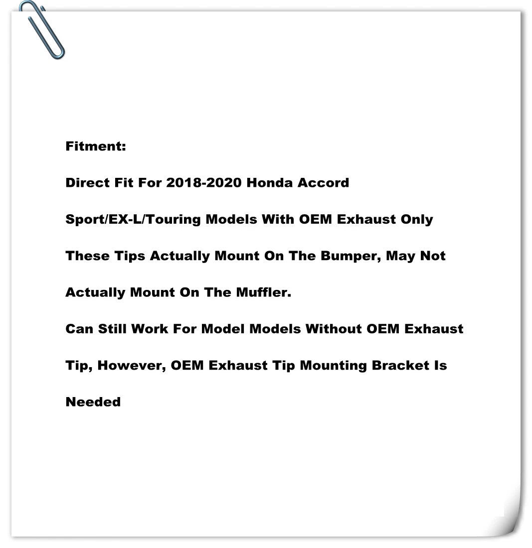 Quad Tip Muffler Exhaust Finisher for Honda Accord Sport Touring (2018–2022)