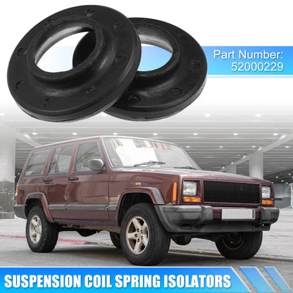 2 x Front Upper Coil Spring Insulators for Jeep (52000229) Black