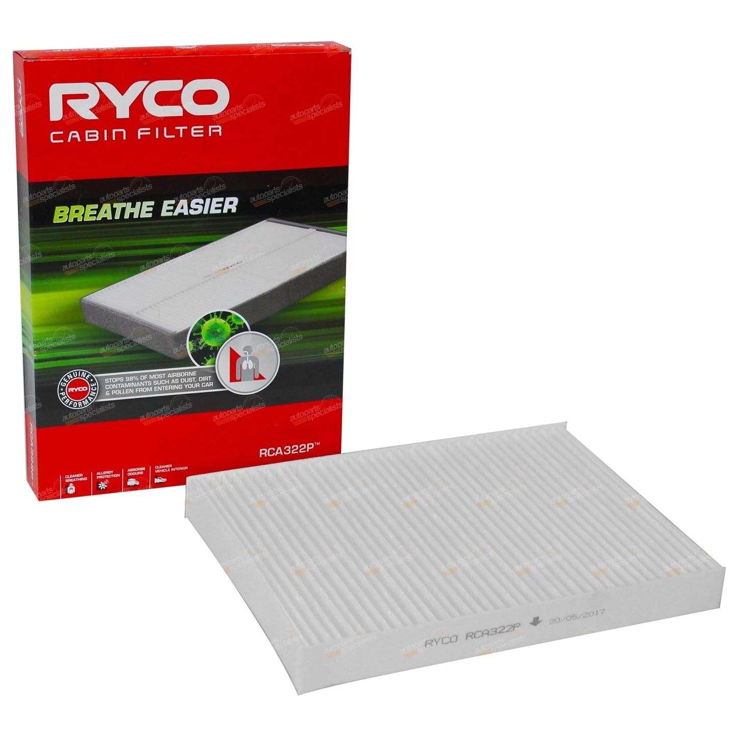 Ryco Cabin Air Filter Cleaner for Chrysler 300C 300 6cyl V6 8cyl V8 (2012-2017)