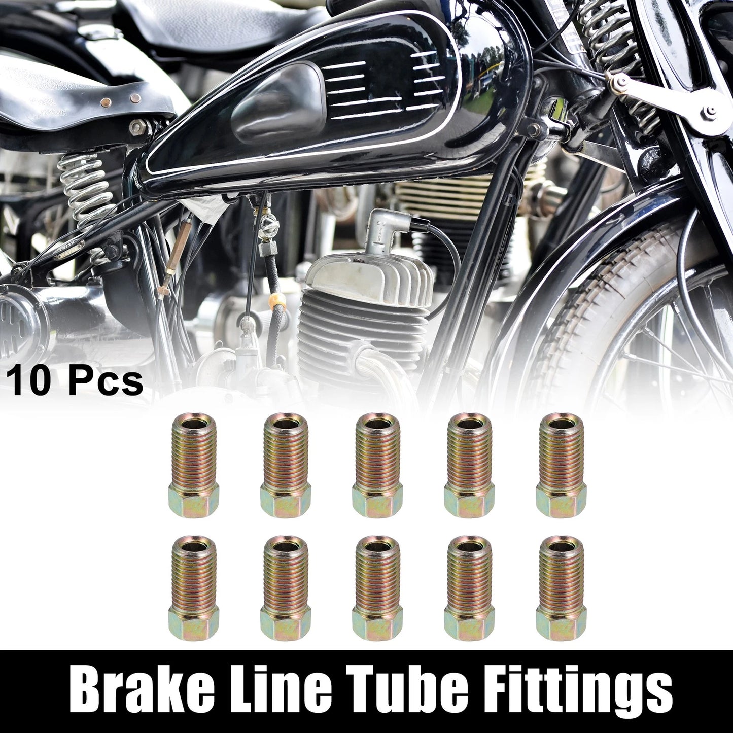 10 x Motorcycle Hydraulic Brake Line Tube Fittings 3/8 x 24 UNF for 3/16"