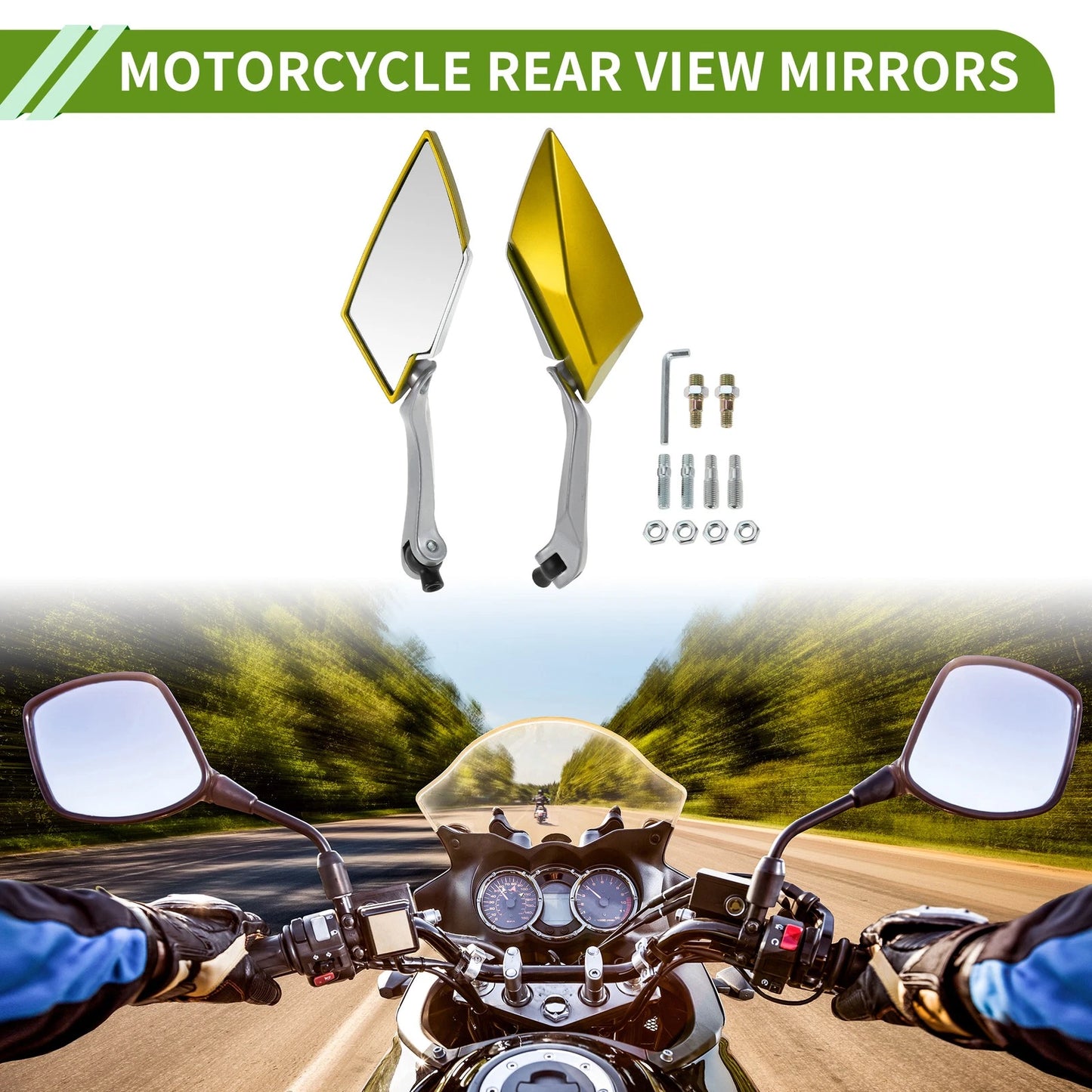 M8/M10 Motorcycle Rear View Mirrors 1 Set for Make Model