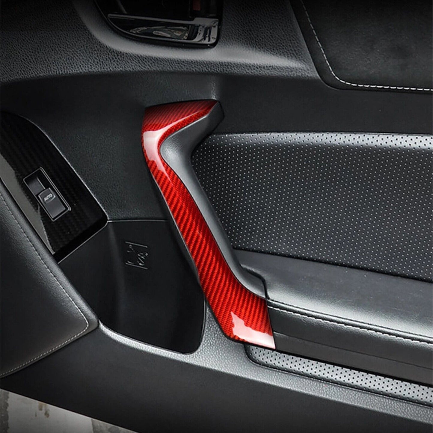 Red Carbon Fiber Inner Door Handle Trim for Subaru BRZ 86 Scion FR-S (12-19)