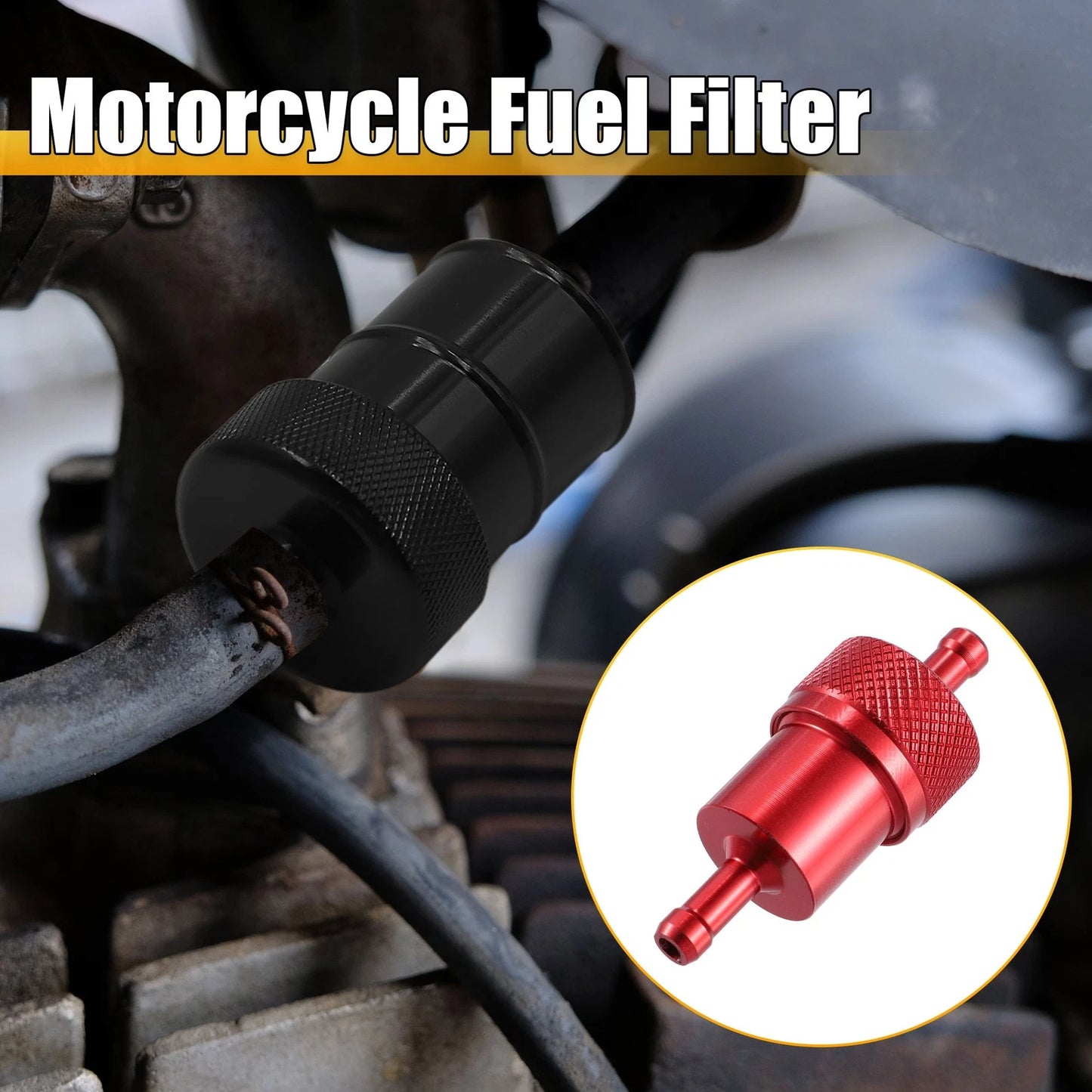 8mm Dia Hose Aluminum Alloy for Motorcycles Petrol Oil Fuel Filter Red