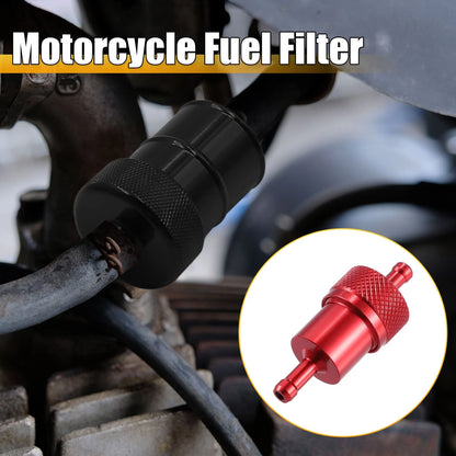 8mm Dia Hose Aluminum Alloy for Motorcycles Petrol Oil Fuel Filter Red