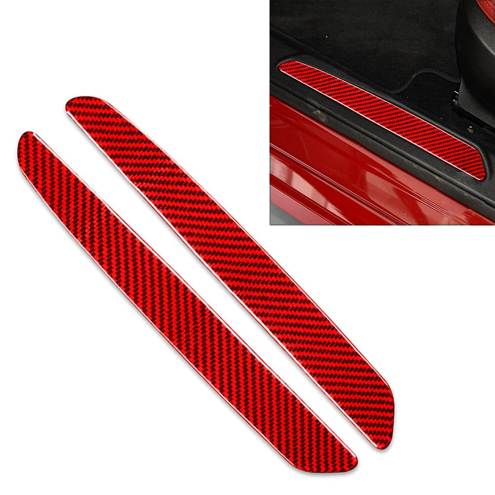 Carbon Red Door Sill Scuff Guard Plate Cover for Alfa Romeo Giulia (15-19)