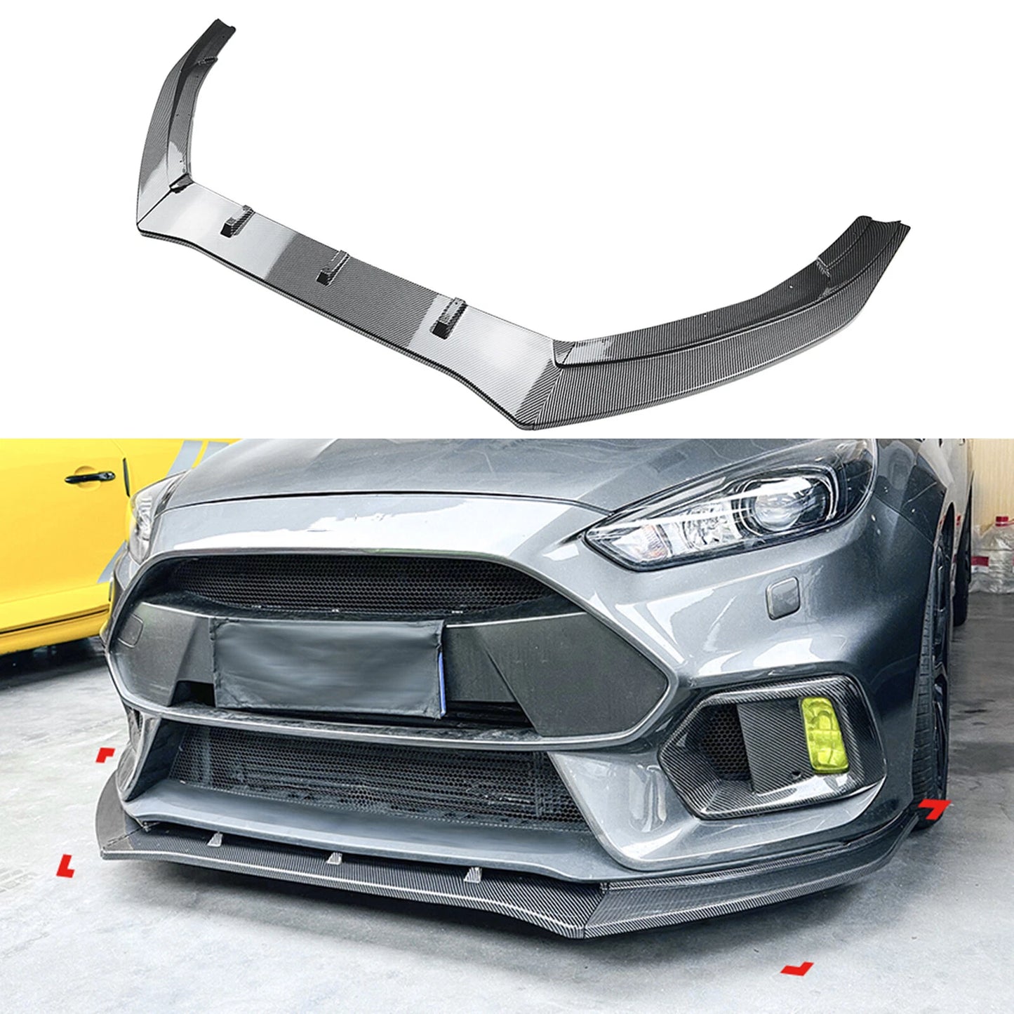 3pcs Front Bumper Spoiler Lip for Ford Focus RS (2015-2018)