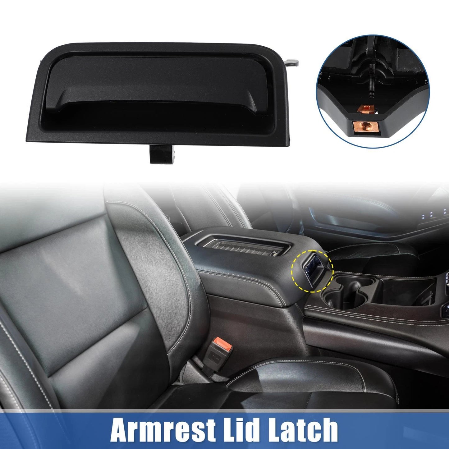1 x Center Console Cover Lock Armrest Lid Catch Plastic for GMC Bright Black