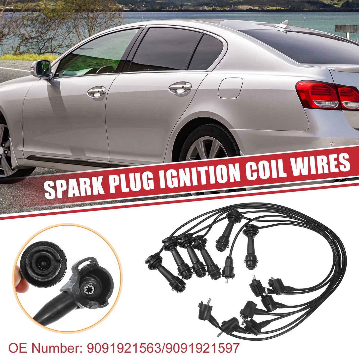 7pcs Spark Plug Wire Ignition Coil Cable for Toyota Supra (1993-1996)