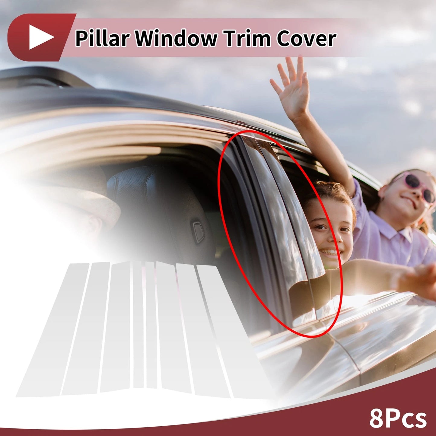 Door Pillar Window Trim for Volvo XC90 2016-2023 Silver Tone Left & Right