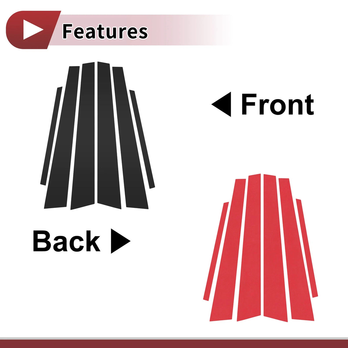 6 Pcs Car Door Pillar Trim for Honda Civic (2001-2005) Black