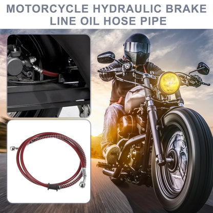 Motorcycle Hydraulic Brake Line 51.18" 10mm Oil Hose Pipe Stainless Steel Red