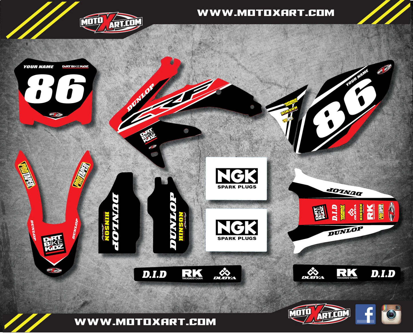 Full Custom Graphic Kit for Honda CRF 450 (2008) - PYRO STYLE Decals