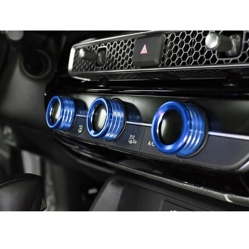 Blue Aluminum AC Climate Control Knob Ring Covers for Acura Integra (2023)