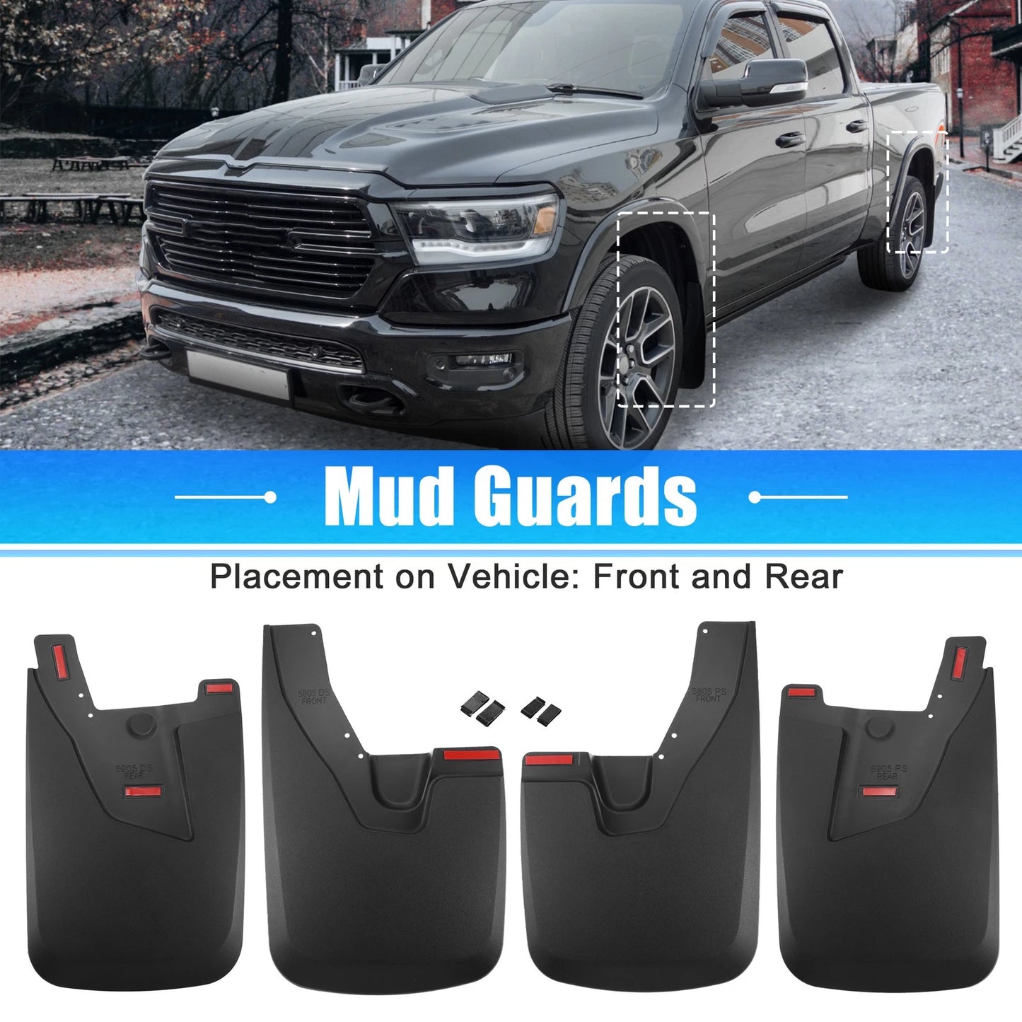 Set Liners Front and Rear Mud Guards for Dodge Ram 2500-3500