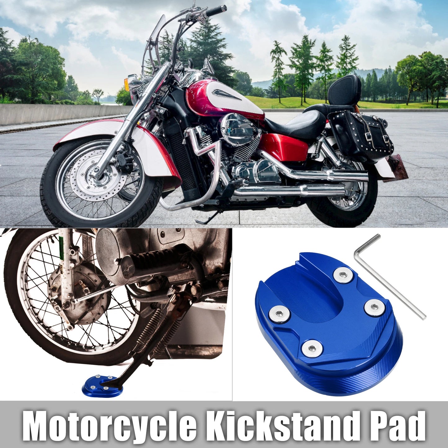 Motorcycle Kickstand Plate Pad Set for Honda 125 (2013-2023) - Blue