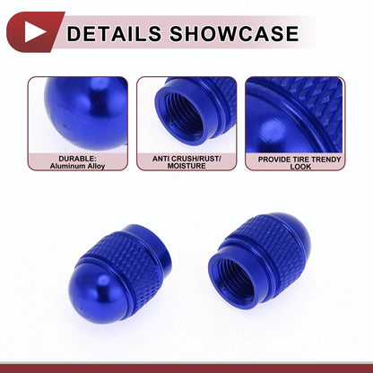 Mini Bullet Style Tire Valve Stem Caps Dust Covers Blue for Car 4 Pcs