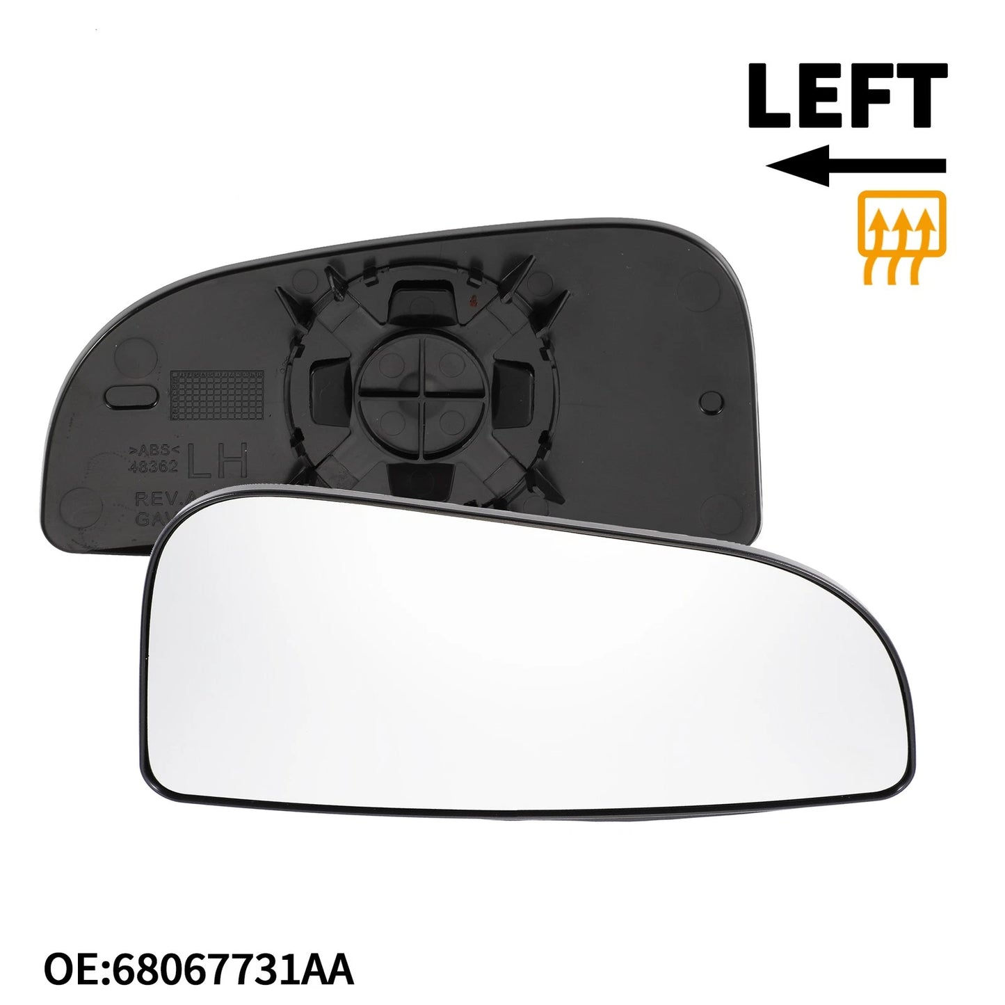 Left Mirror Glass Replacement for Dodge Ram 1500 (2010-2023)