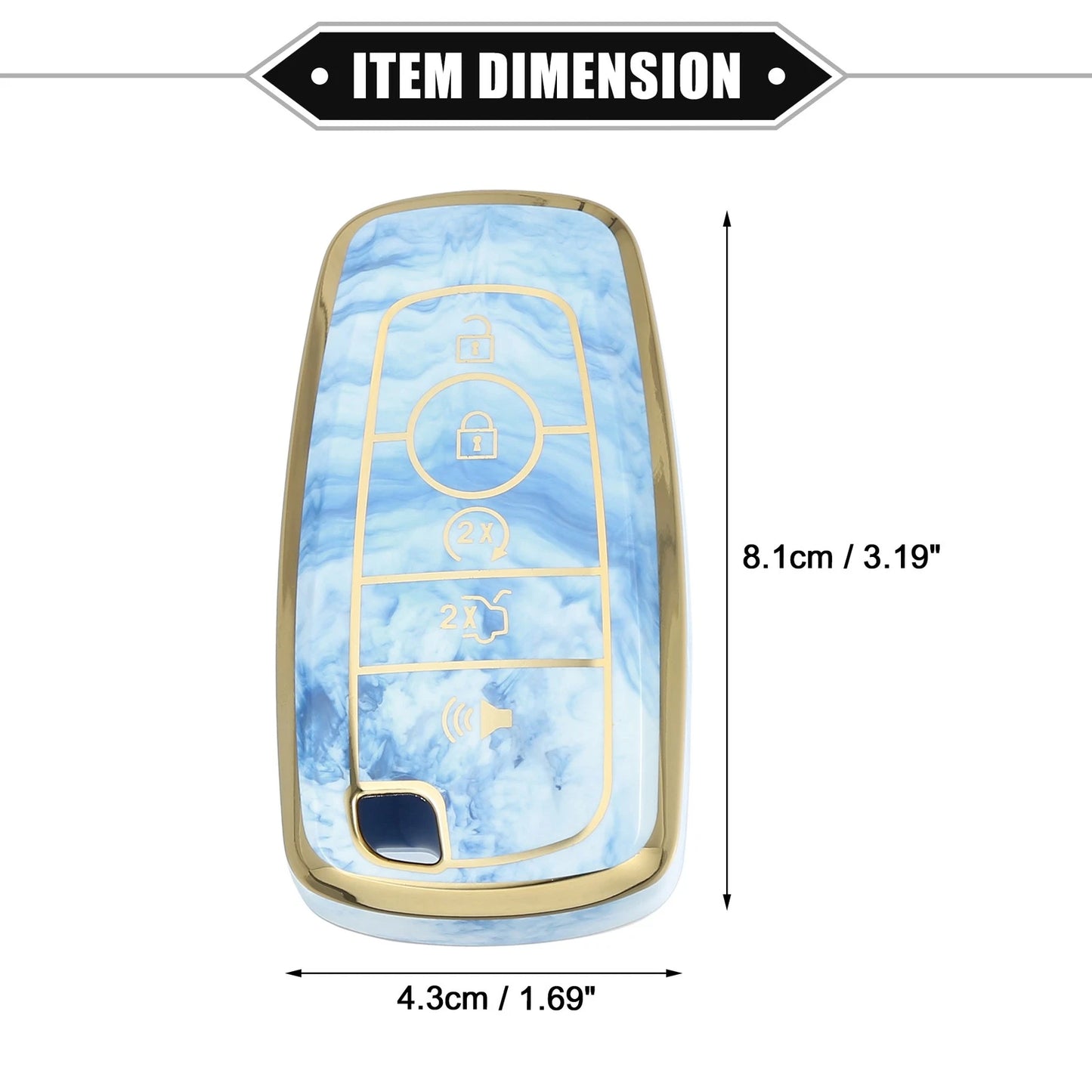 Key Fob Cover for Ford Smart Key 5 Button - Durable TPU Blue