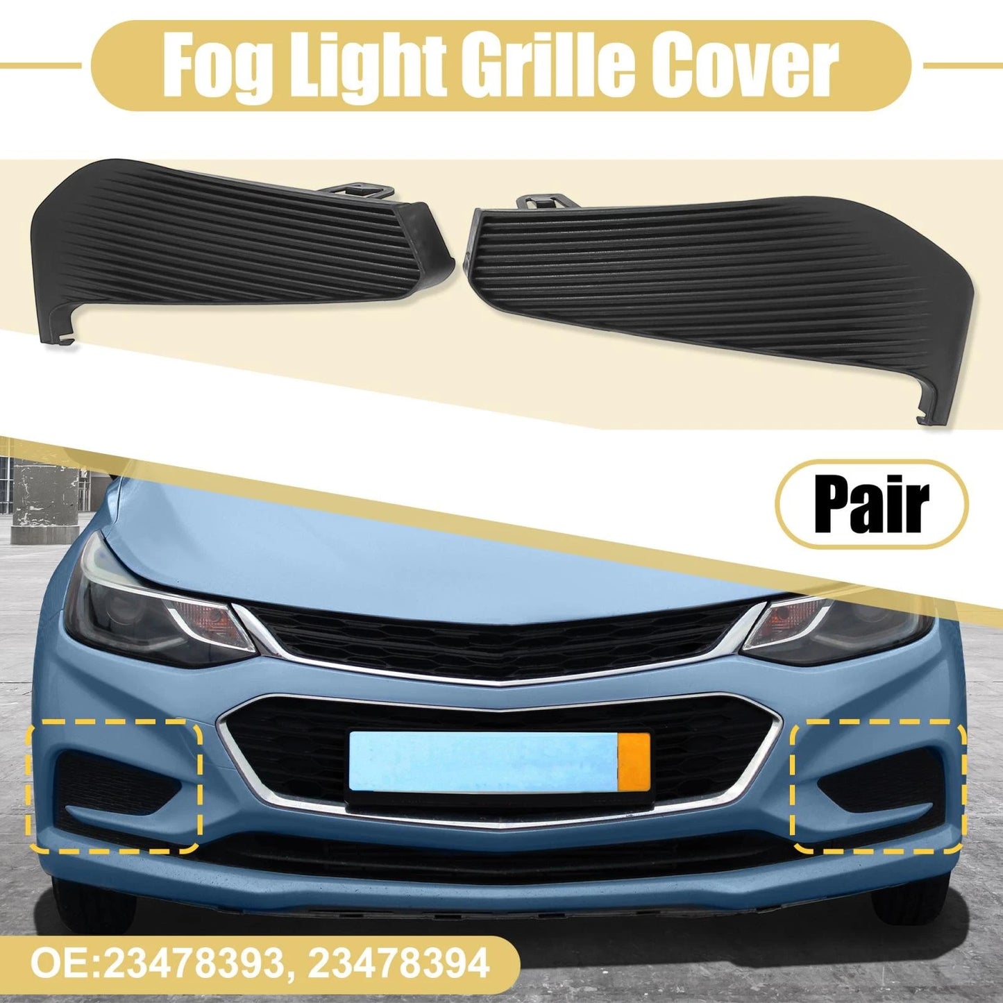 Pair Left/Right Fog Light Cover for Chevrolet Malibu (2016-2018)