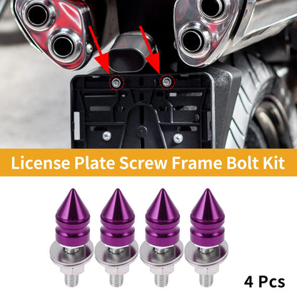 Universal M6 License Plate Screws Cover 45mm Purple 4 Pcs for Motorcycle
