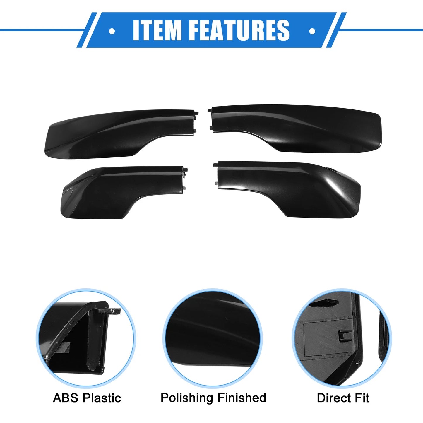 4 x Car Roof Rack Side Rails End Covers for Toyota RAV4 (2001-2005) Black