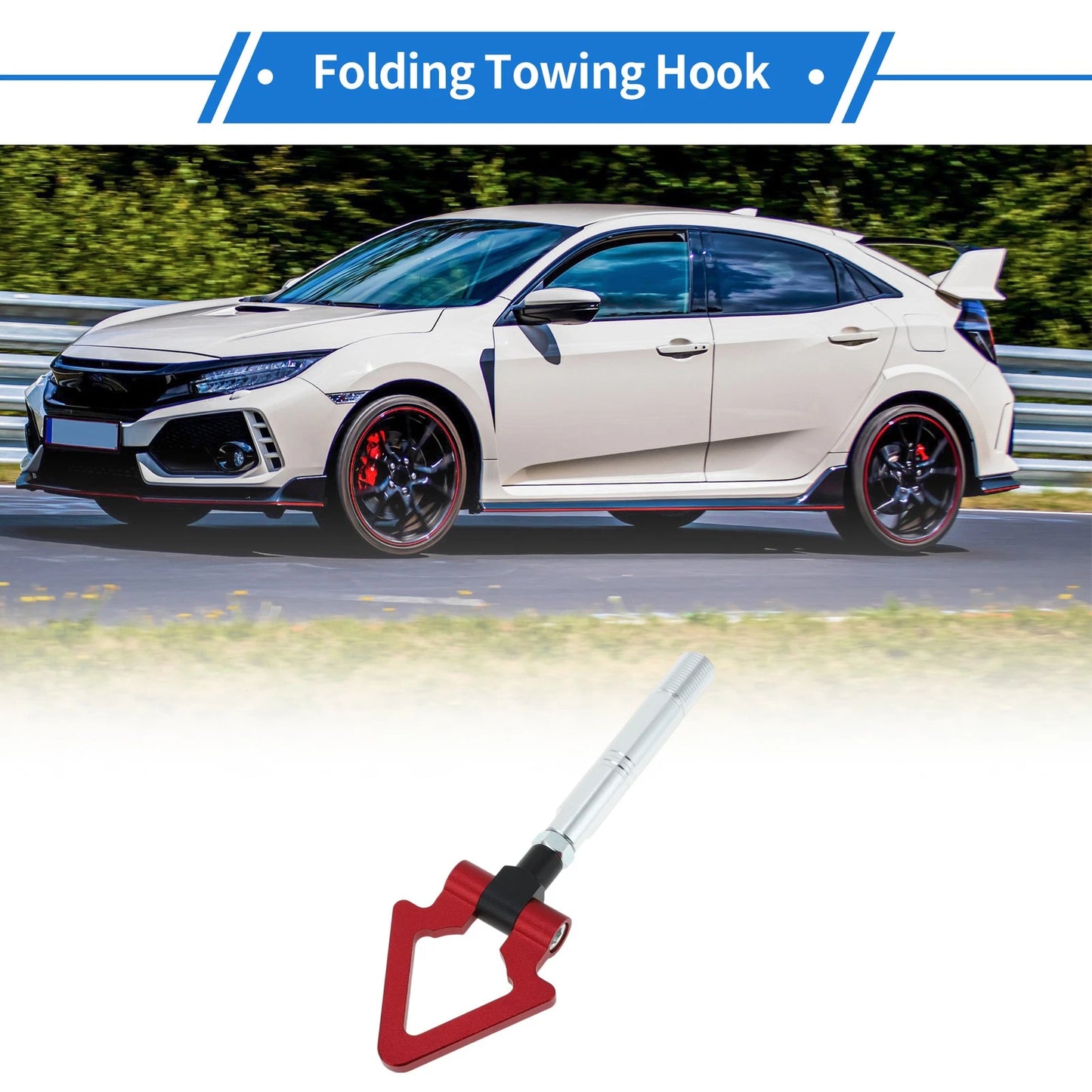 Red Folding Screw-on Tow Hooks for Toyota Avanza (2004-2023)
