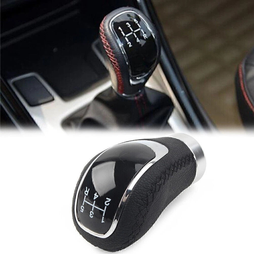 5 Speed Universal Leather Gear Shift Lever Head for Car - Black