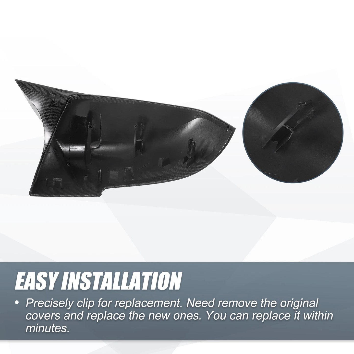Rearview Mirror Cover Cap Black Carbon Fiber for BMW F20 F22 F23 F30 F31 (2012-2019)