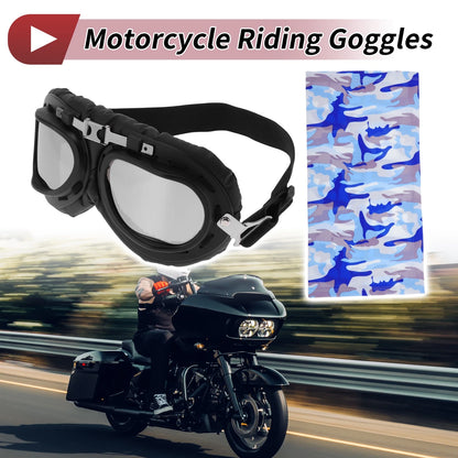 1 x Motorcycle Riding Goggles Silver Tone Lens Black Frame for Motorcycle