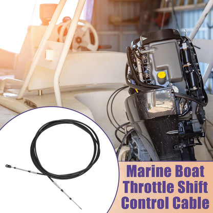 Throttle Control Cable 2 x 700cm 24ft Black with Fastening Head for Marine