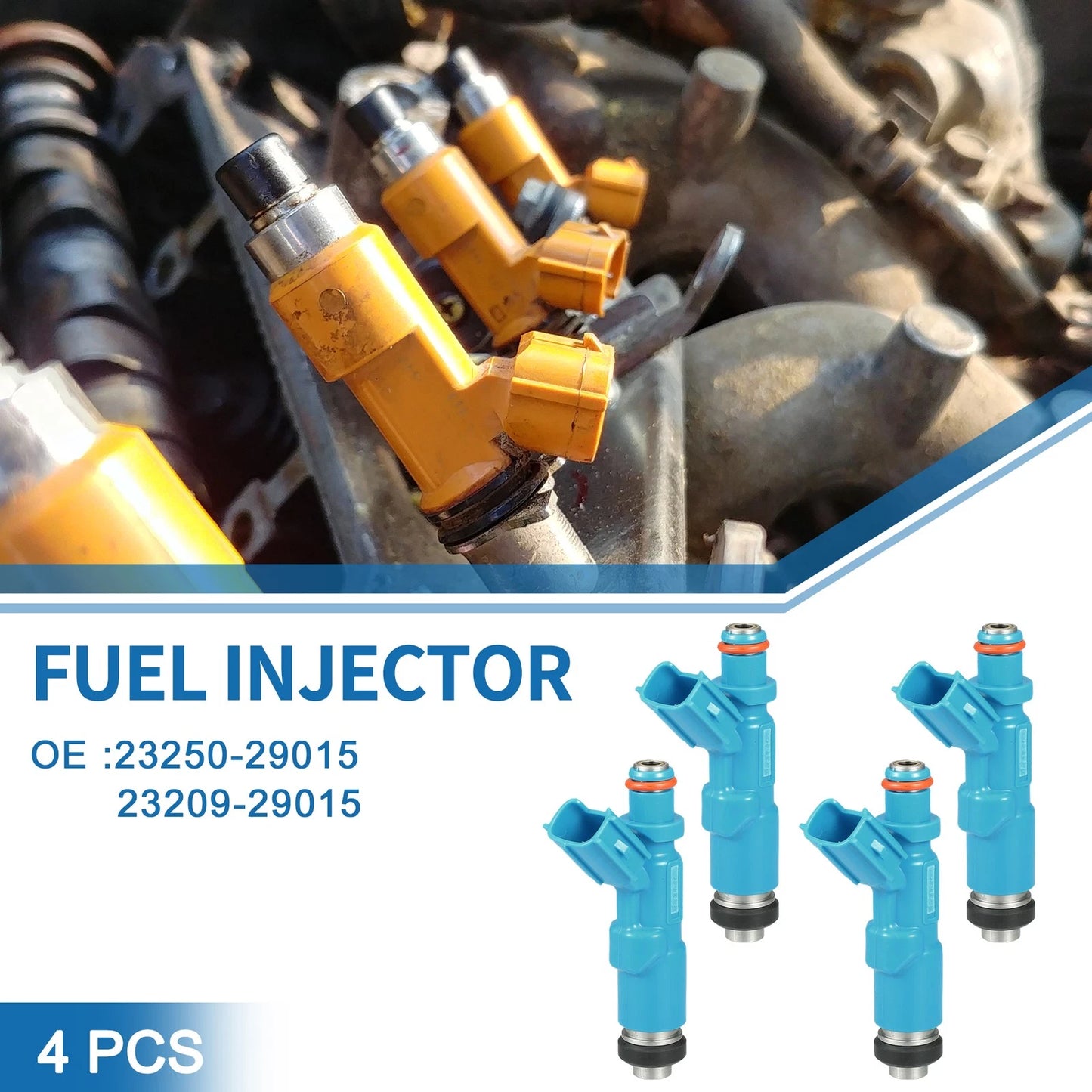 Fuel Injector 4 x Blue for Toyota Yaris (1999-2005) 1.0L 1.3L