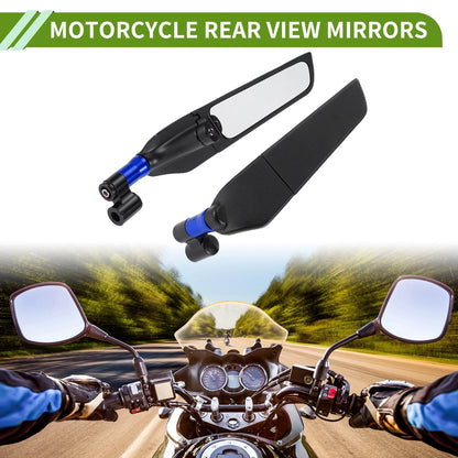 M8/M10 1 Set Motorcycle Rear View Mirror Polygonal Shape Blue Aluminum Alloy