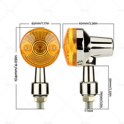 4 x Chrome Motorcycle Turn Signal Lights Amber Indicators for Universal