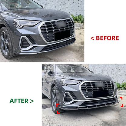 Gloss Black Front Bumper Lip for Audi Q3 F3 Sline (2019-2023)